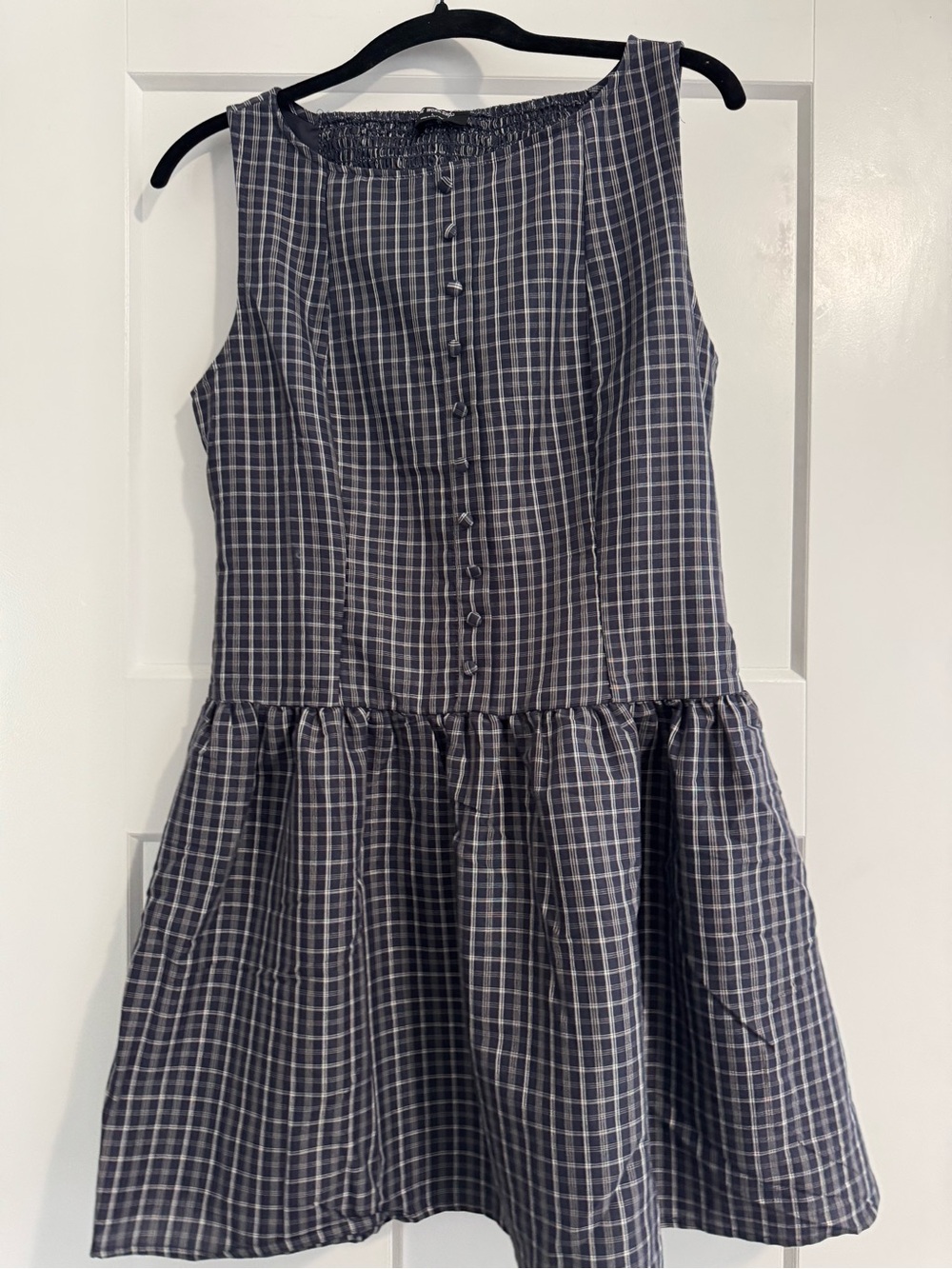 NWT One loved babe dark blue plaid dress LARGE